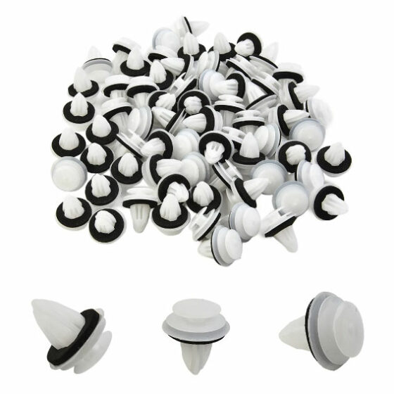 Kit De 50 Clips De Fixation Pour Carrosserie Auto - Rivets En Nylon Blanc Universels - Pour Pare-chocs, Ailes, Panneaux De Porte